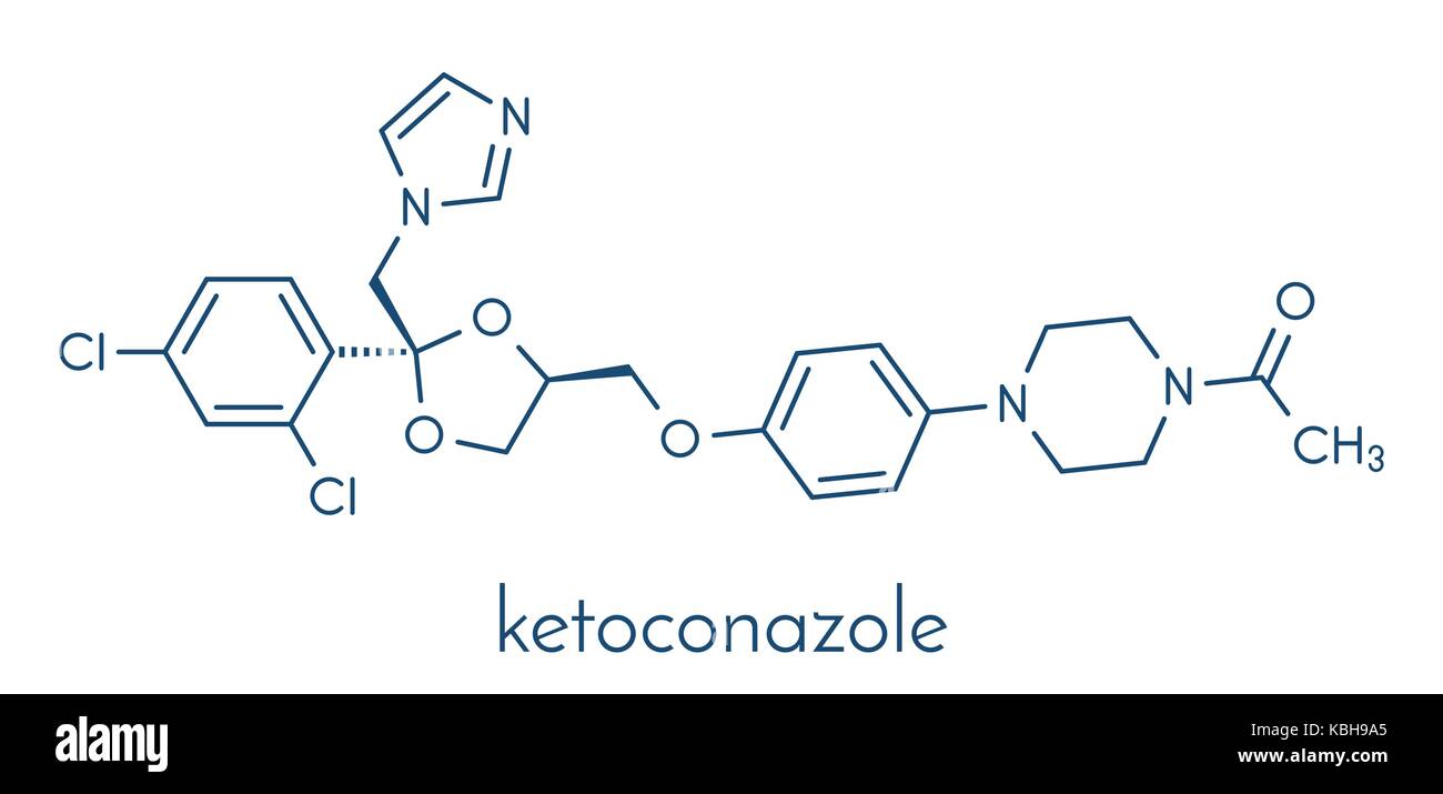 Ketoconazole antifungal drug molecule. Skeletal formula Stock Vector