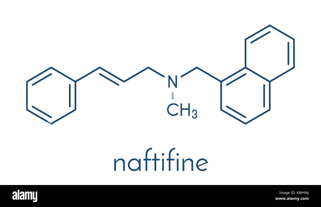 Naftifine antifungal drug molecule. Skeletal formula. Stock Vector