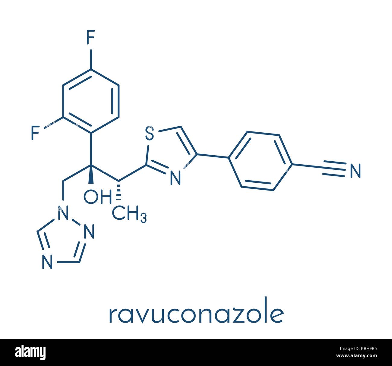 Ravuconazole antifungal drug molecule. Skeletal formula Stock Vector