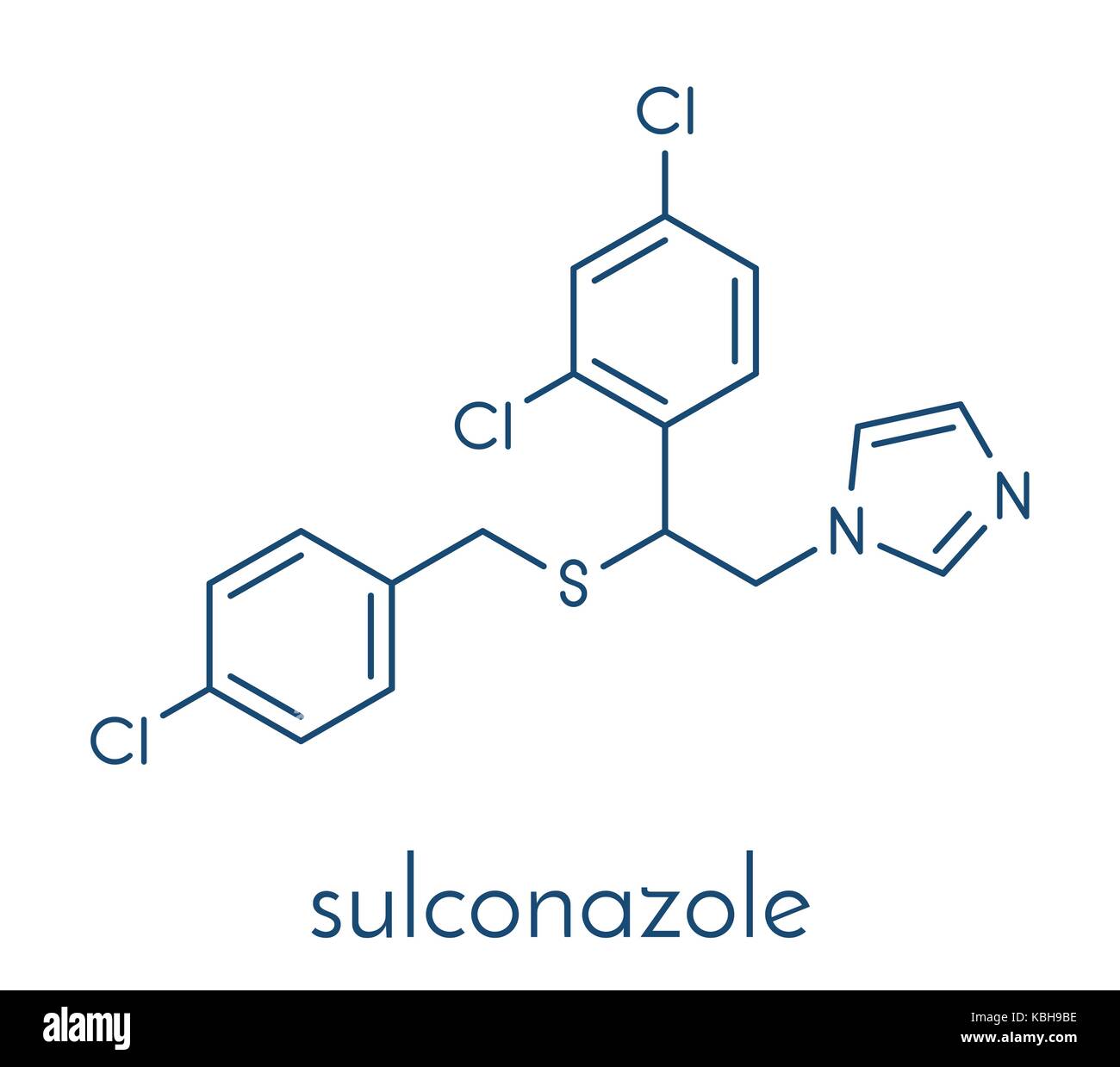 Sulconazole antifungal drug molecule. Skeletal formula Stock Vector