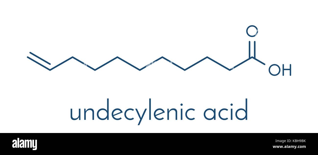 Undecylenic acid topical antifungal drug molecule. Skeletal formula