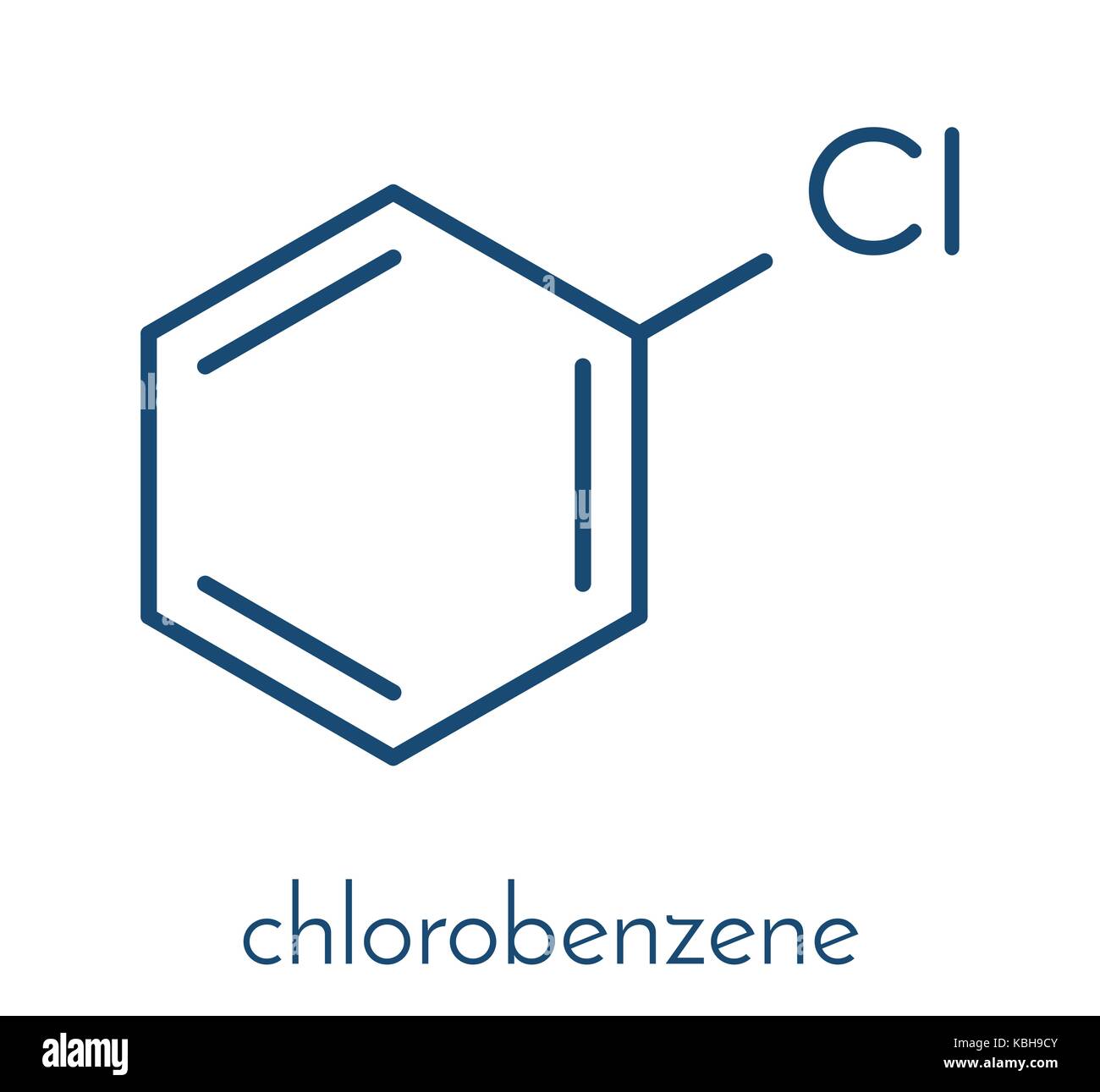 Chlorobenzene industrial solvent molecule. Skeletal formula. Stock Vector