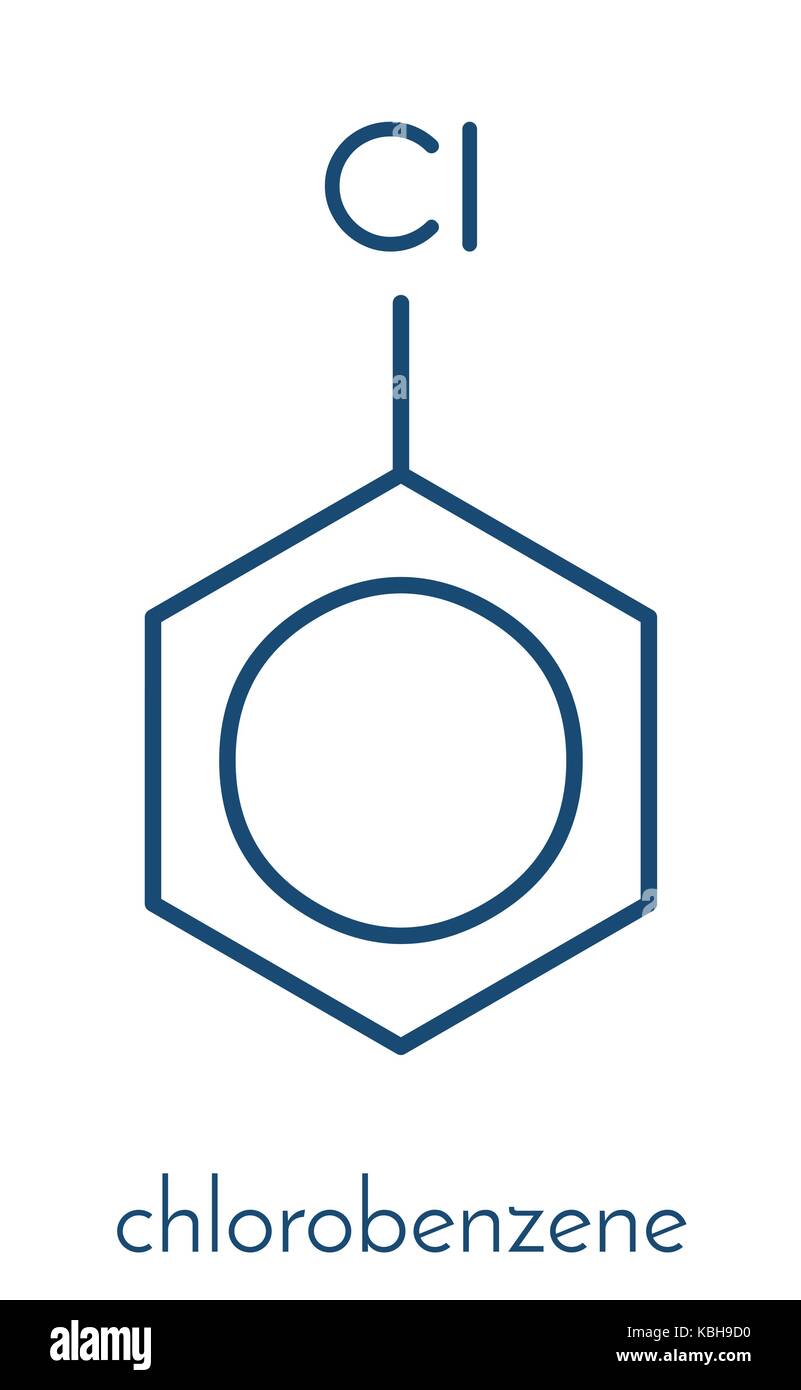 Chlorobenzene industrial solvent molecule. Skeletal formula. Stock Vector