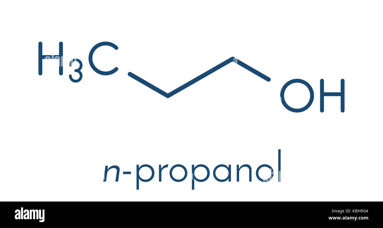 Propanol (n-propanol) solvent molecule. Skeletal formula. Stock Vector