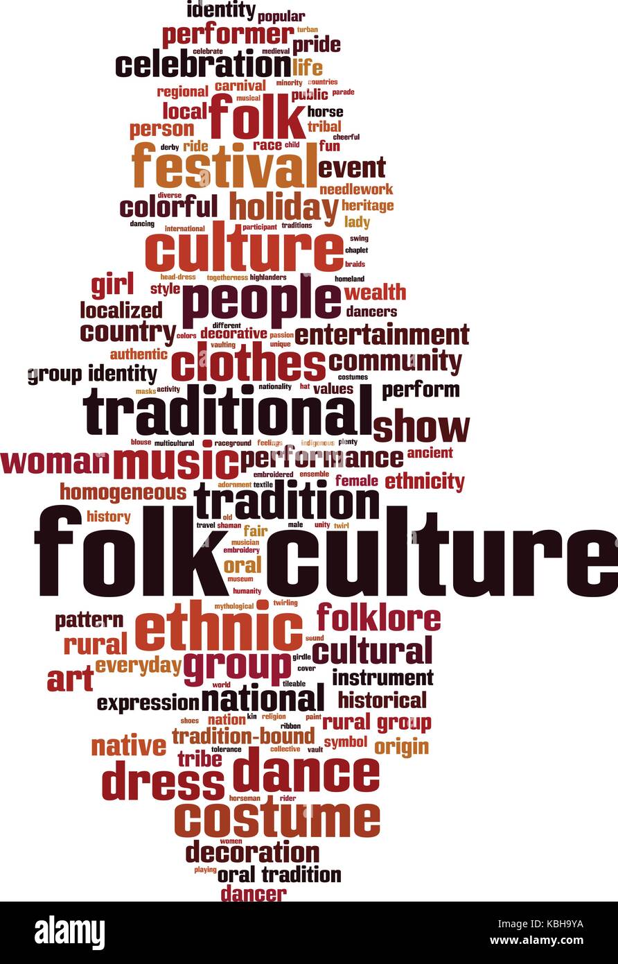 Folk culture word cloud concept. Vector illustration Stock Vector Image
