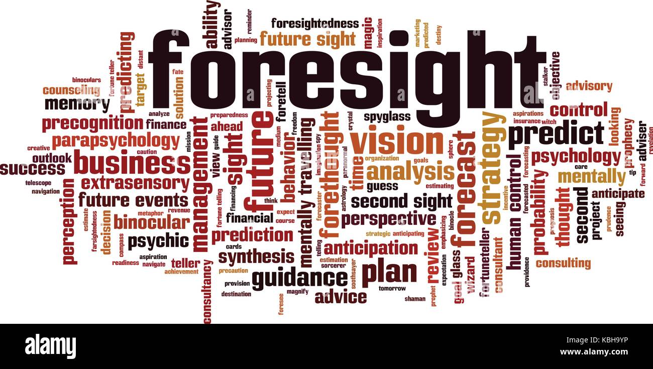 Management Word cloud. Foresight. Precognition Art. Possible event