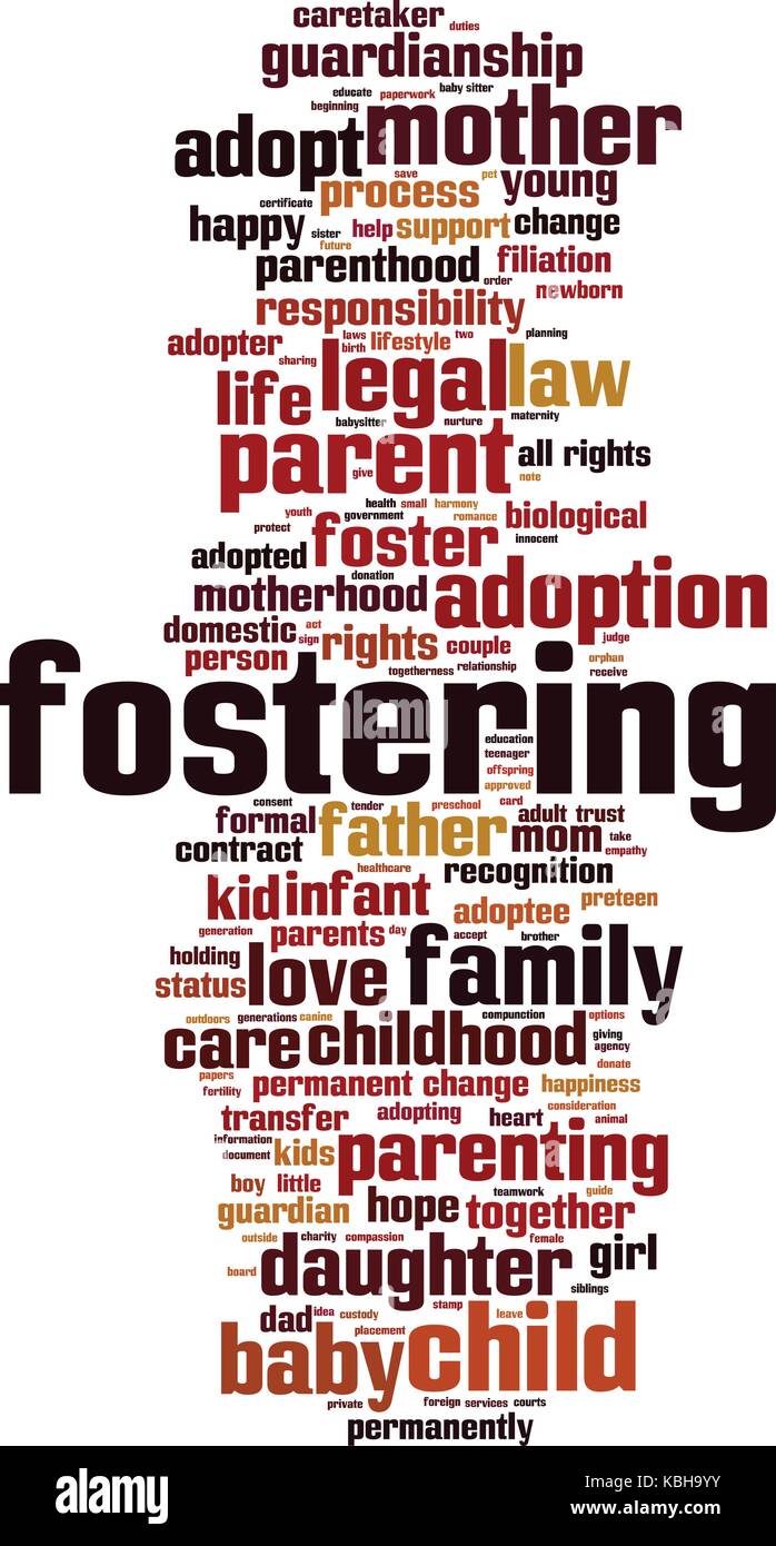 Fostering word cloud concept. Vector illustration Stock Vector