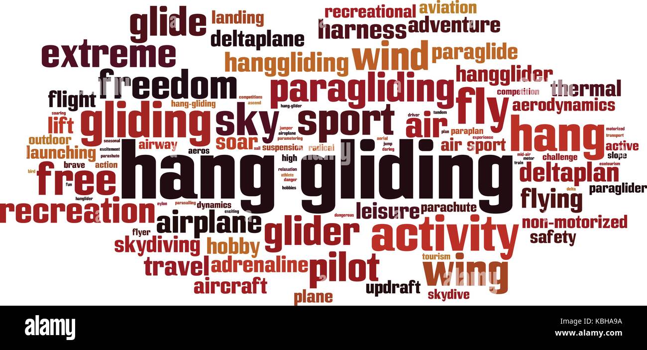 Hang gliding word cloud concept. Vector illustration Stock Vector