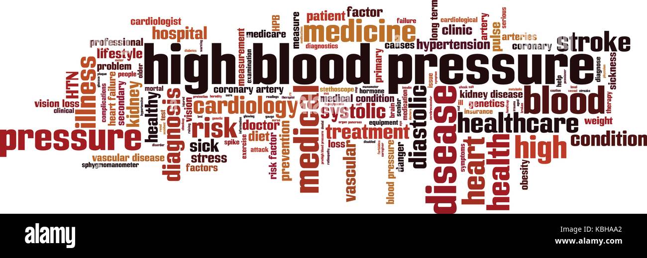 High blood pressure word cloud concept. Vector illustration Stock Vector