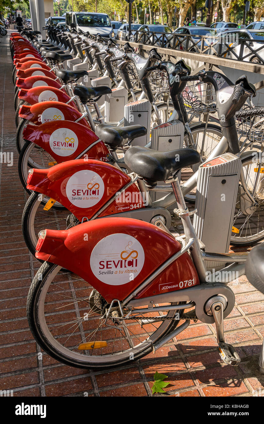 Push bike scheme in Seville Stock Photo