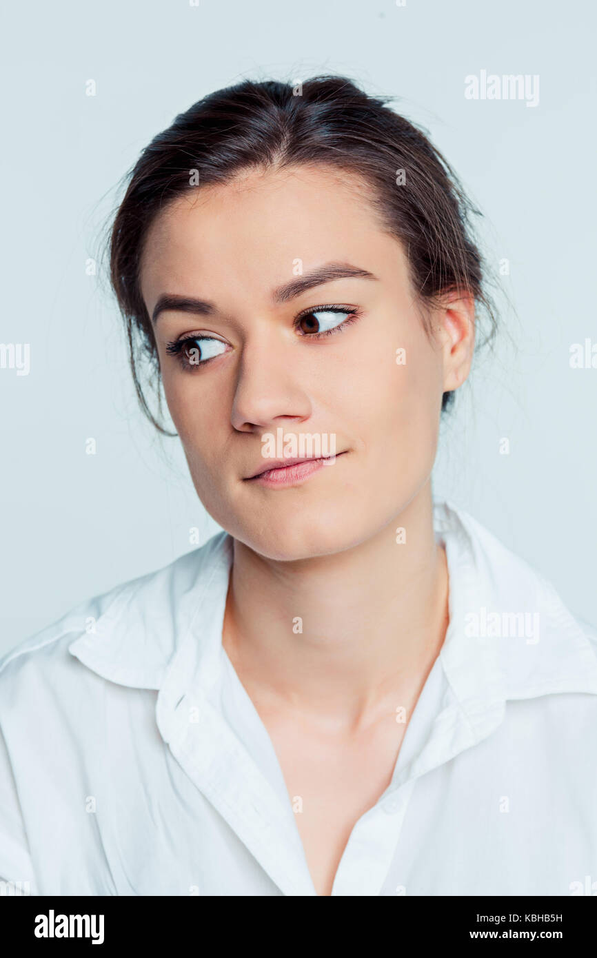 The young woman's portrait with thoughtful emotions Stock Photo - Alamy