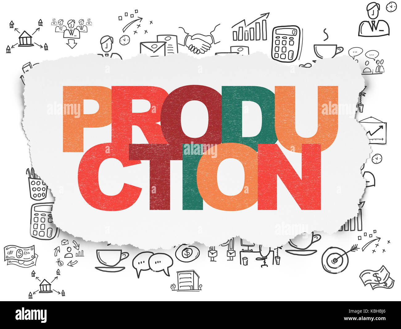 Business concept: Production on Torn Paper background Stock Photo - Alamy