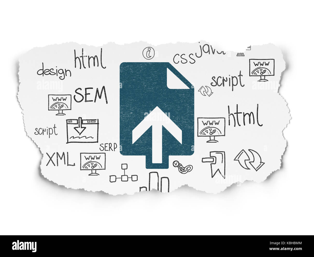 Web design concept: Upload on Torn Paper background Stock Photo