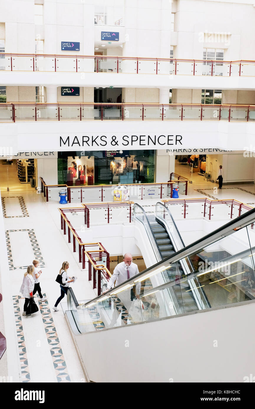 Marks & Spencer department store at The Belfry Shopping Centre Redhill Surrey UK Stock Photo