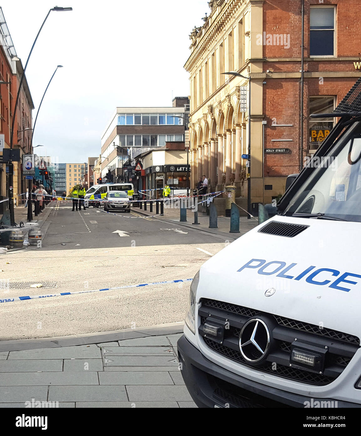 Police at the scene in Sheffield city centre where five people have ...