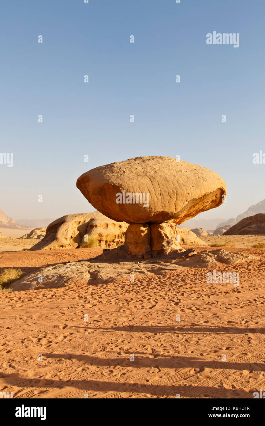 Mushroom rock in Wadi Rum Stock Photo