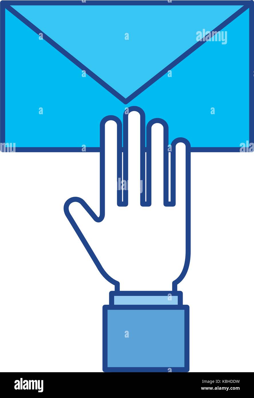 hand with email envelope message letter web symbol Stock Vector Image ...