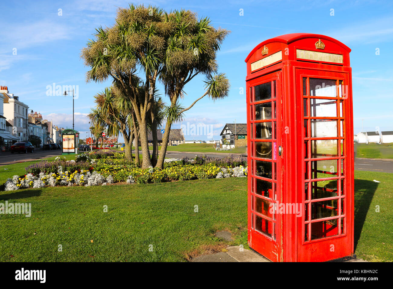 Red Phonebox - The Strand, Walmer Stock Photo