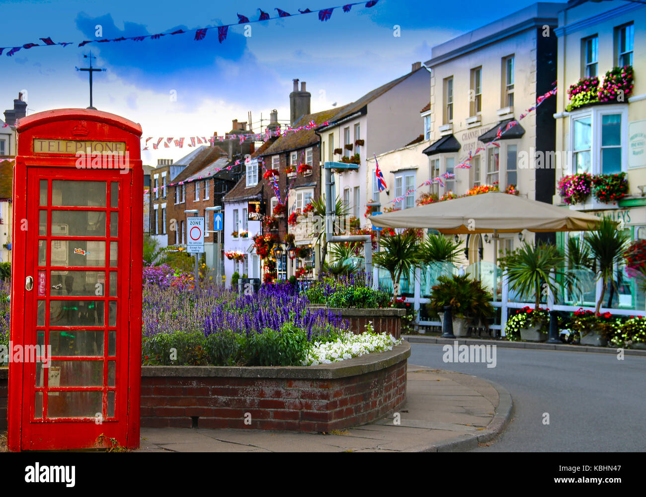 Red Phonebox Deal Town Square Stock Photo