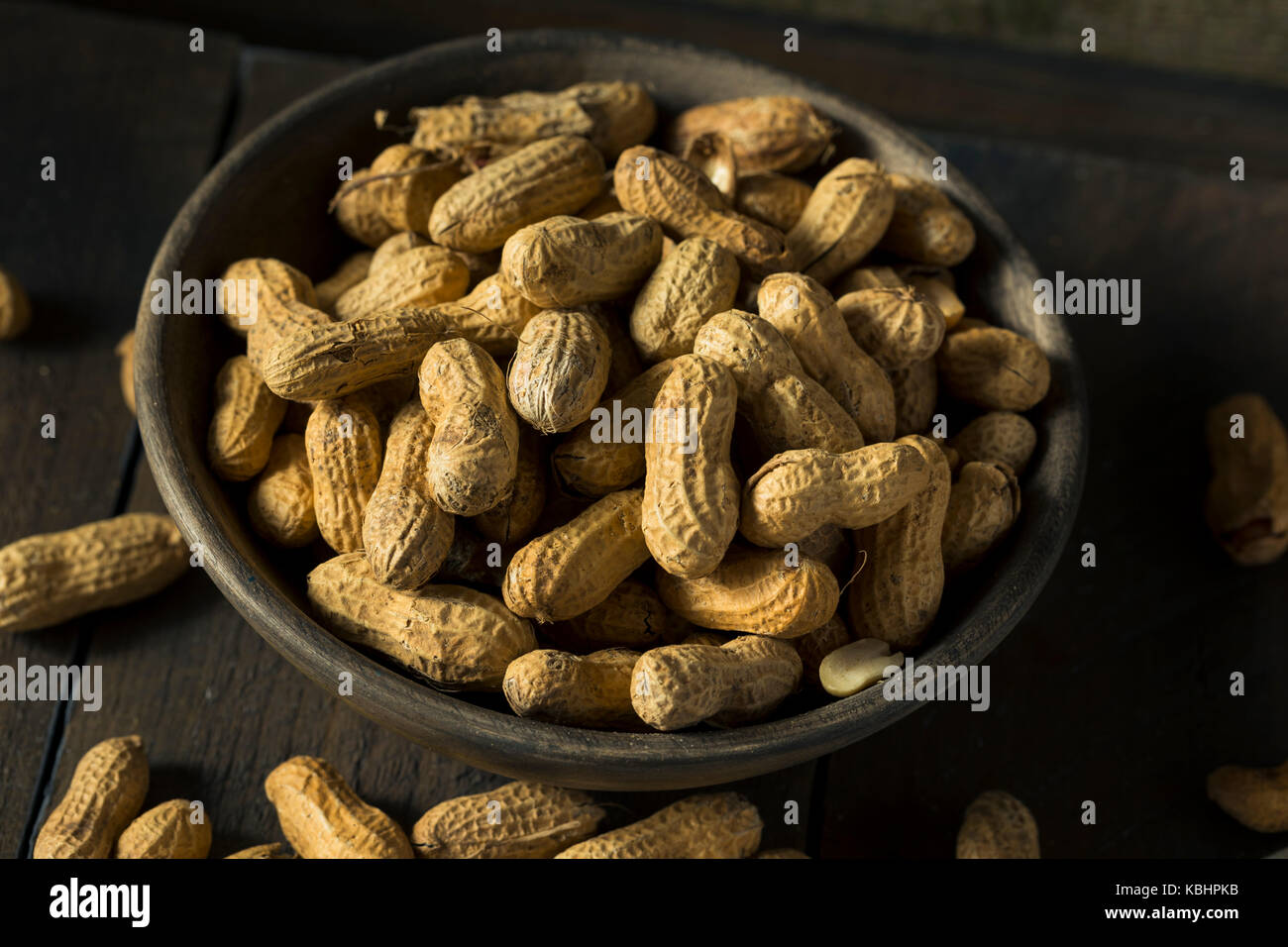 Dry Salted Roasted Shelled Peanuts in a Pile Stock Photo