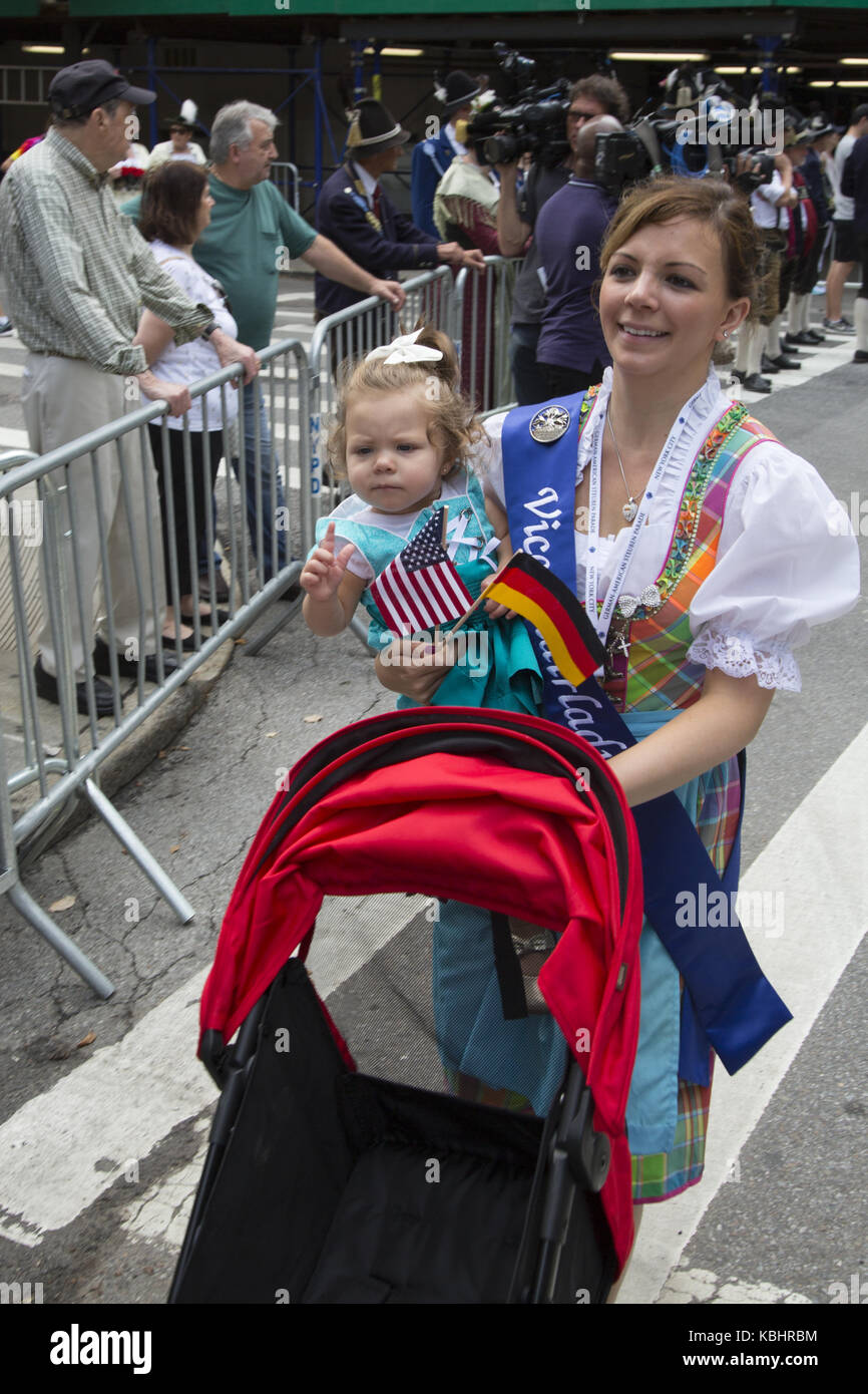 The German-American Steuben Parade is an annual parade traditionally held in cities across the United States on Von Steuben Day. The New York City parade is held along 5th Avenue. Stock Photo