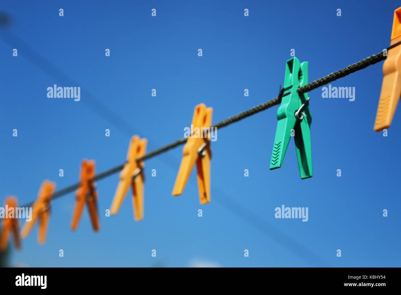 clothespin on the rope outdoor Stock Photo Alamy