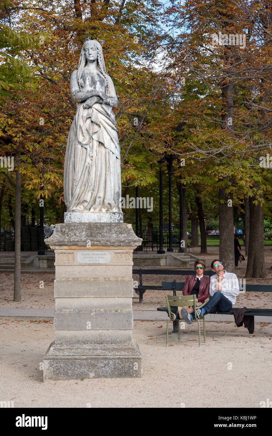 Statue of Sainte Genevieve in the Luxembourg Gardens, Paris, France