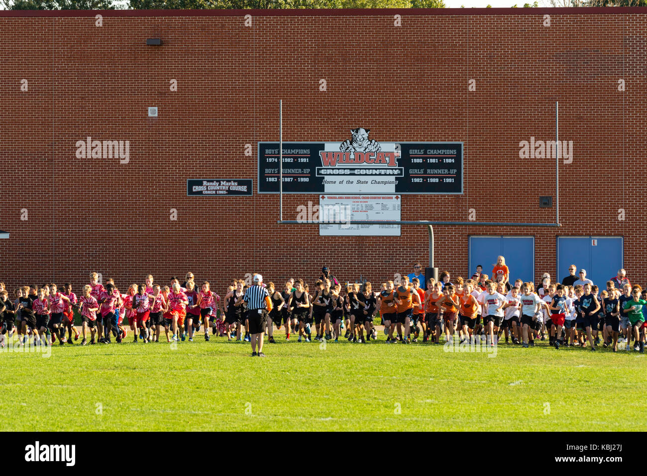 Boys participate in a cross country (running) meet at Verona Area High ...