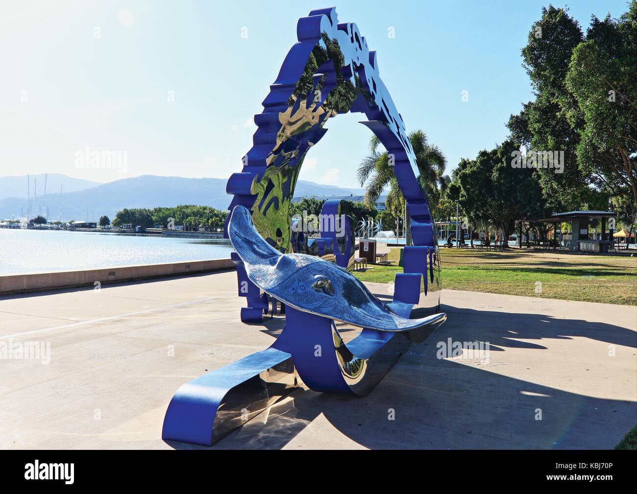 Citizens Gateway to the Great Barrier Reef, a sculpture by Brian Robinson... new on the Cairns waterfront, unveiled end of August 2017 Stock Photo