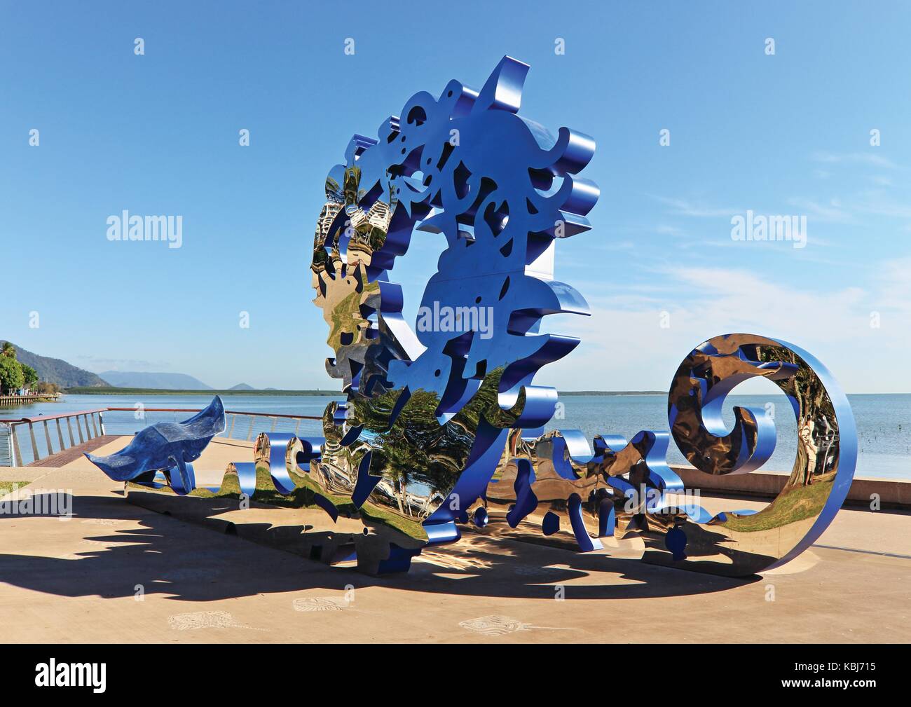 Citizens Gateway to the Great Barrier Reef, a sculpture by Brian Robinson... new on the Cairns waterfront, unveiled end of August 2017 Stock Photo