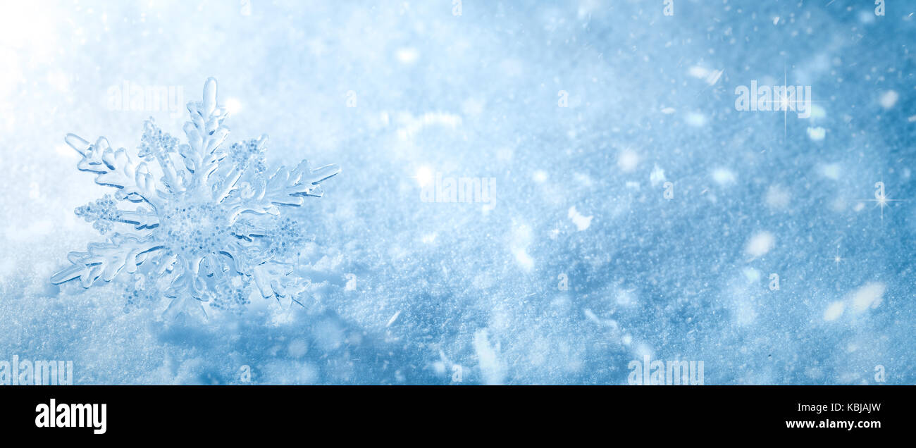 Winter snow background.Snowflake Closeup. Stock Photo