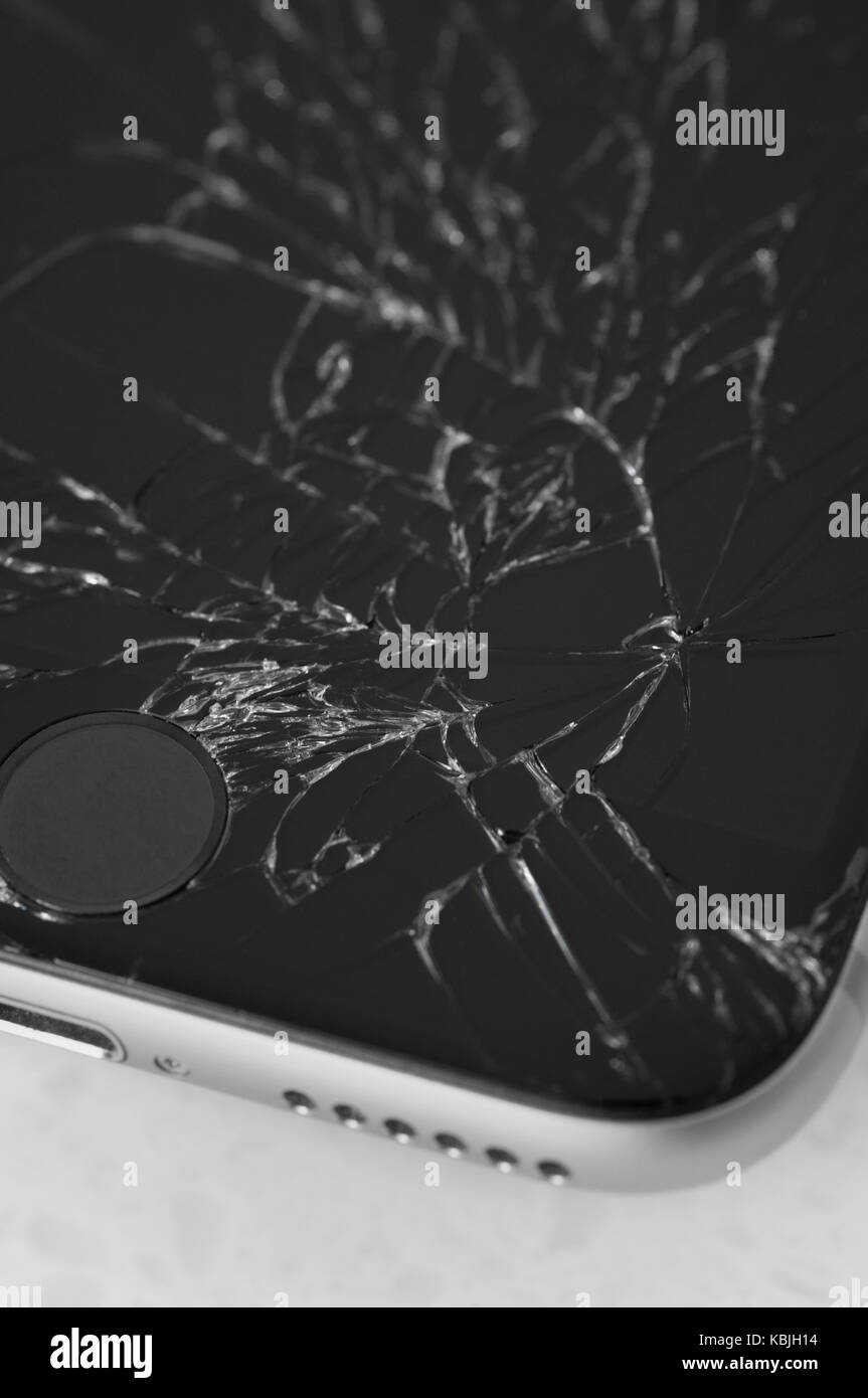 Apple iPhone 6s with broken screen Stock Photo