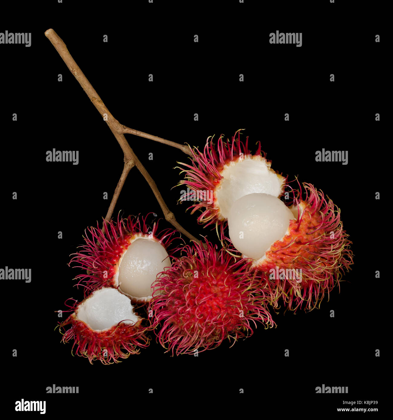 Sweet and delicious fresh rambutan, isolated on black background Stock ...
