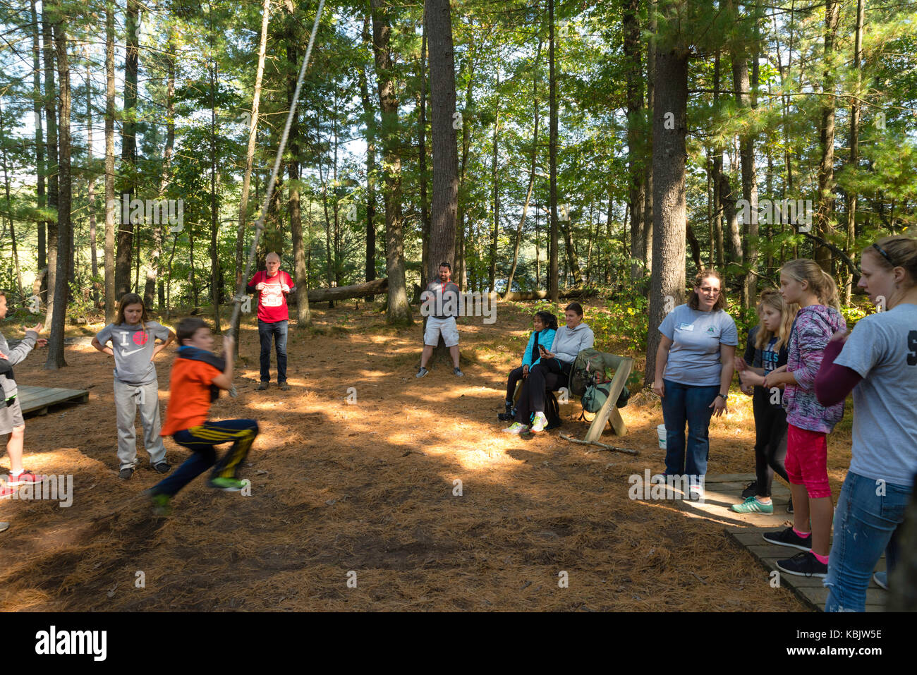 Kids Learn Team Building Skills And Other Environmental Education Activities At Upham Woods Outdoor Learning Center A Part Of The University Of Wisco Stock Photo Alamy