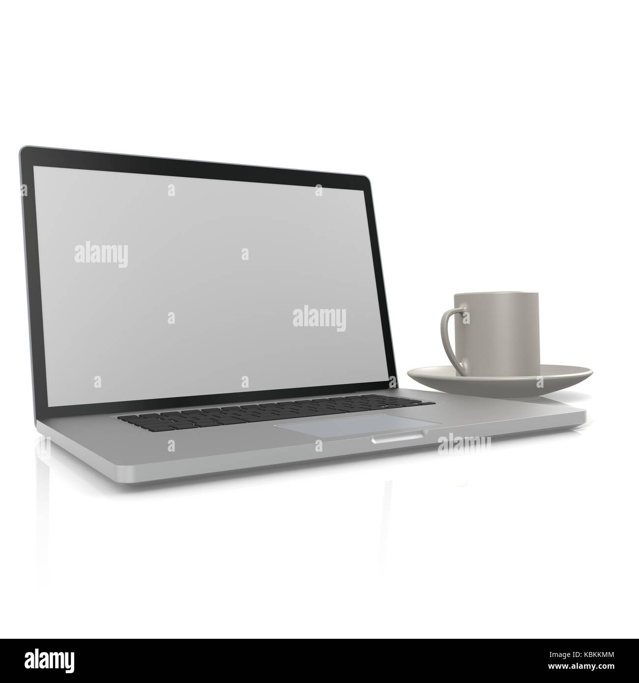 Laptop with cup Stock Photo - Alamy
