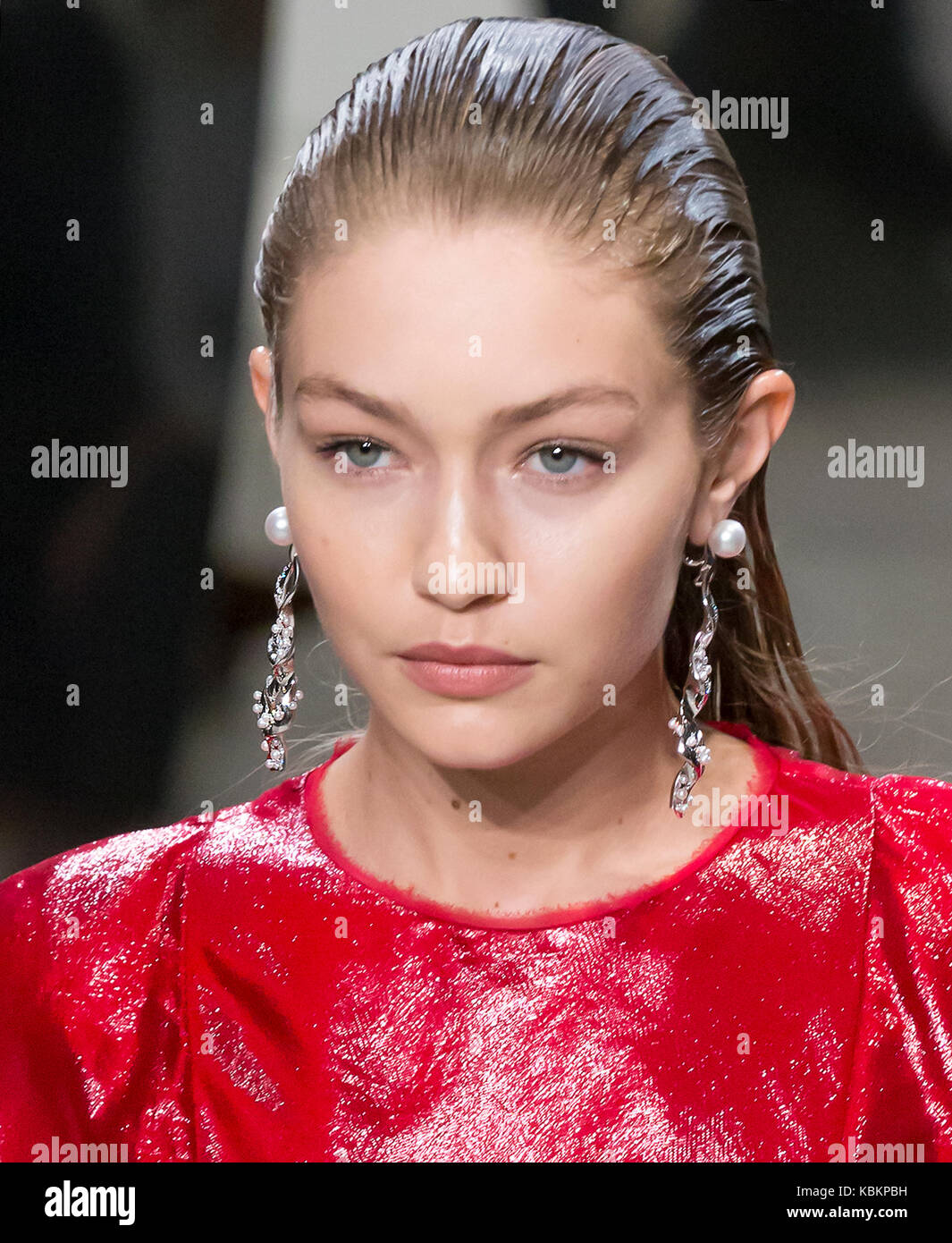 NEW YORK, NY - September 10, 2017: Gigi Hadid walks the runway at the