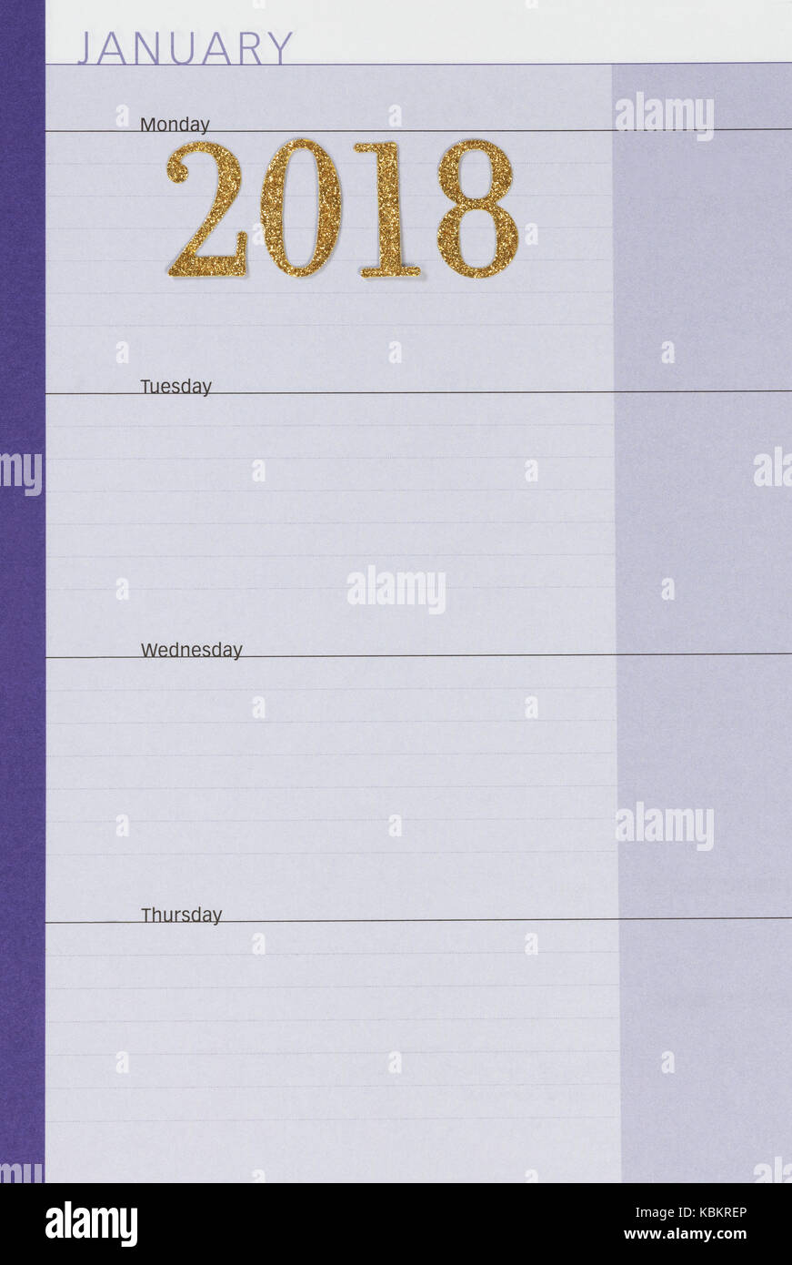 2018 New Year Date on Calendar Book Stock Photo