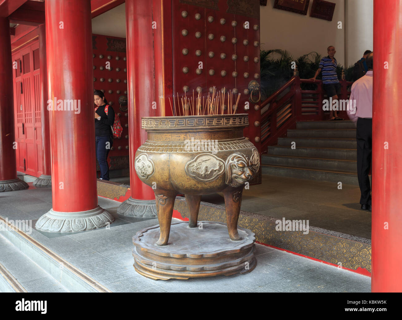 SINGAPORE AUG 22, 2017 Incense Burner of The Buddha Tooth Relic
