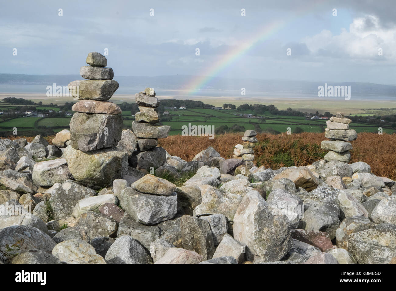 modern,recent,Stone,rock,balancing,near,Arthur's Stone,Gower,Gower Peninsula,South,Wales,South