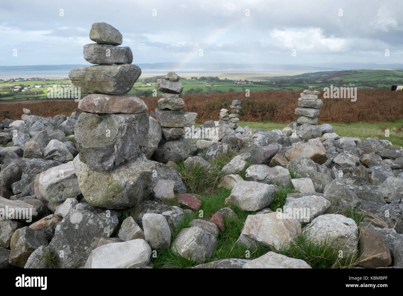 modern,recent,Stone,rock,balancing,near,Arthur's Stone,Gower,Gower Peninsula,South,Wales,South