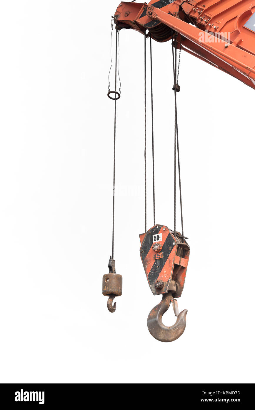 crane hook weights Crane hook weight lifting up to 50 tons isolated on white background Stock  Photo