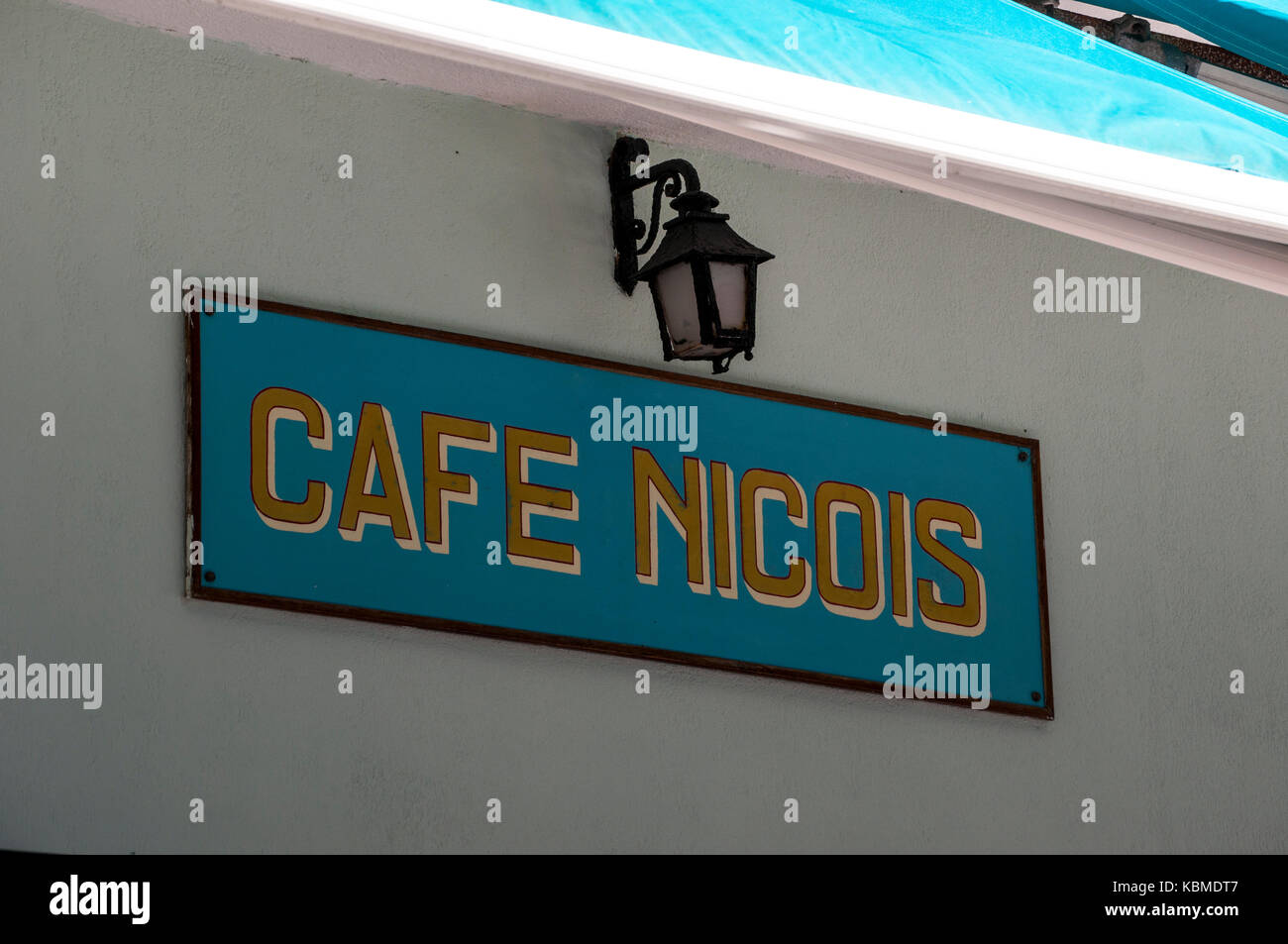 Corsica the sign of Cafe Nicois, one of the most famous bars and