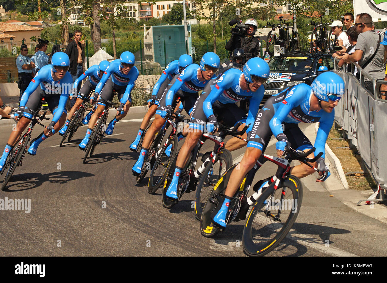 NICE - JULY 2ND : The TOUR 2013 (Tour de France) .GARMIN-SHARP Team during  Nice/Nice Stage 4 (25 km Stock Photo - Alamy