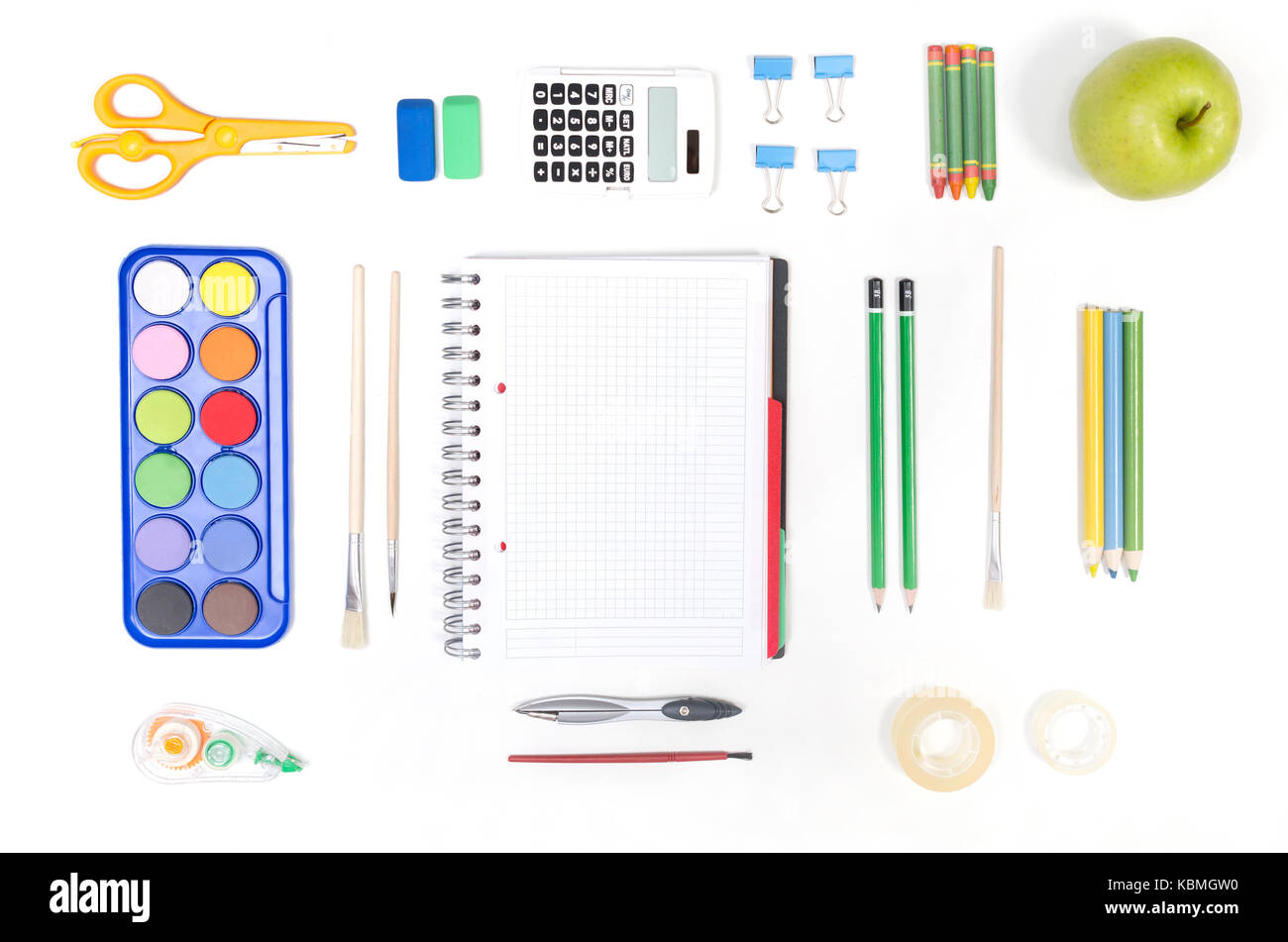 School supplies isolated on white background. Back to school concept ...