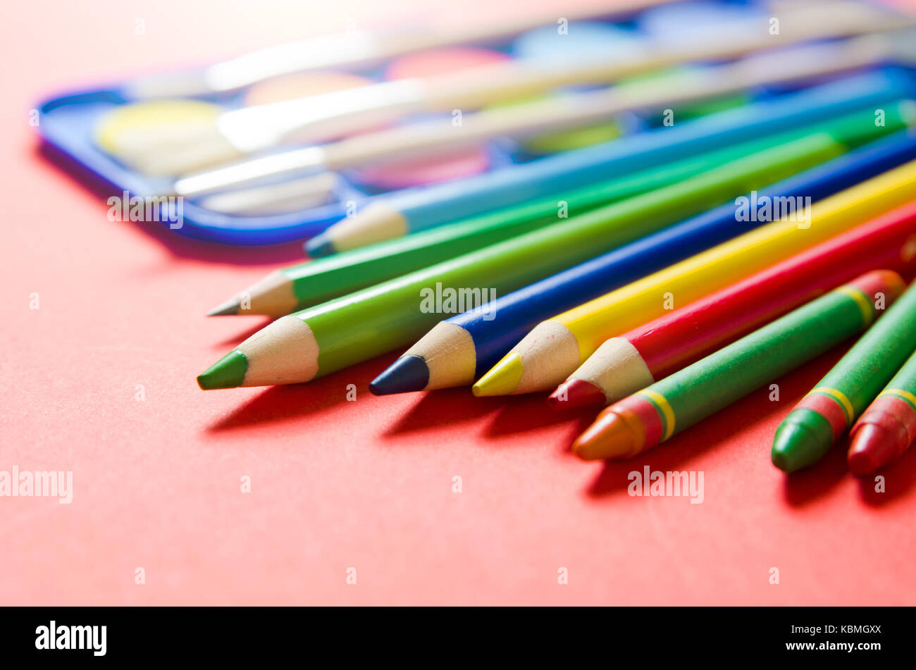 Back to school concept with stationery and school supplies. school back homework education tools wooden stationery concept Stock Photo