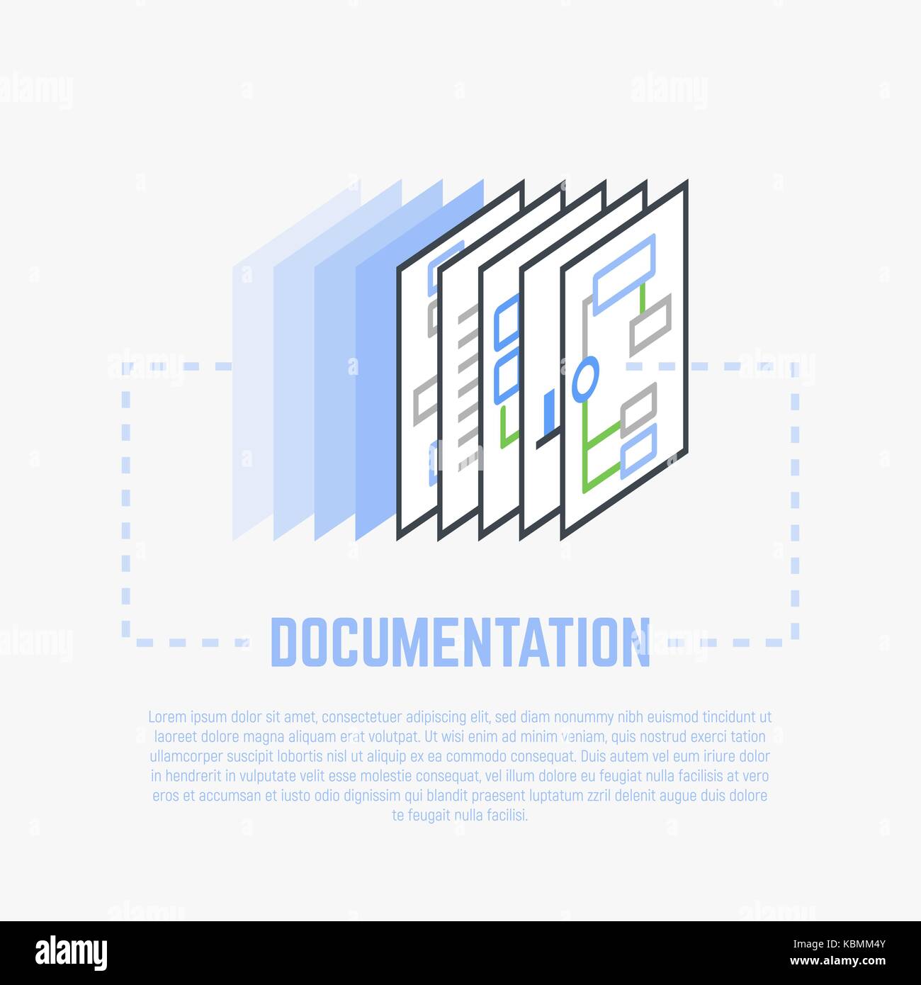 Documentation process line illustration Stock Vector