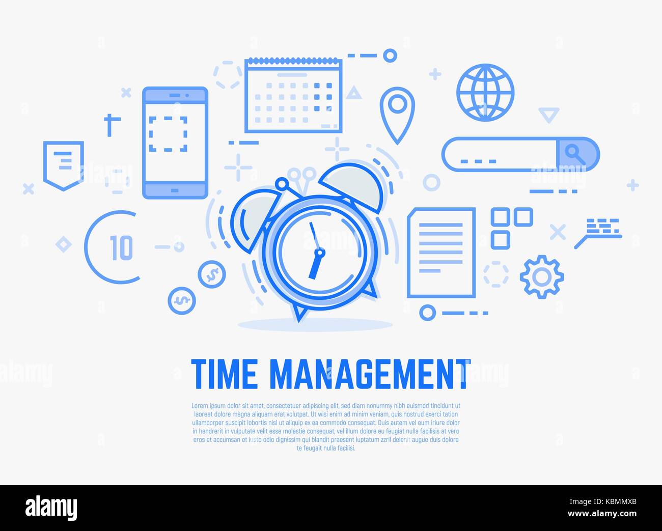 Time management alarm clock Stock Vector