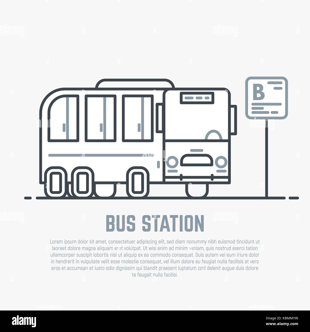 Bus station line illustration Stock Vector