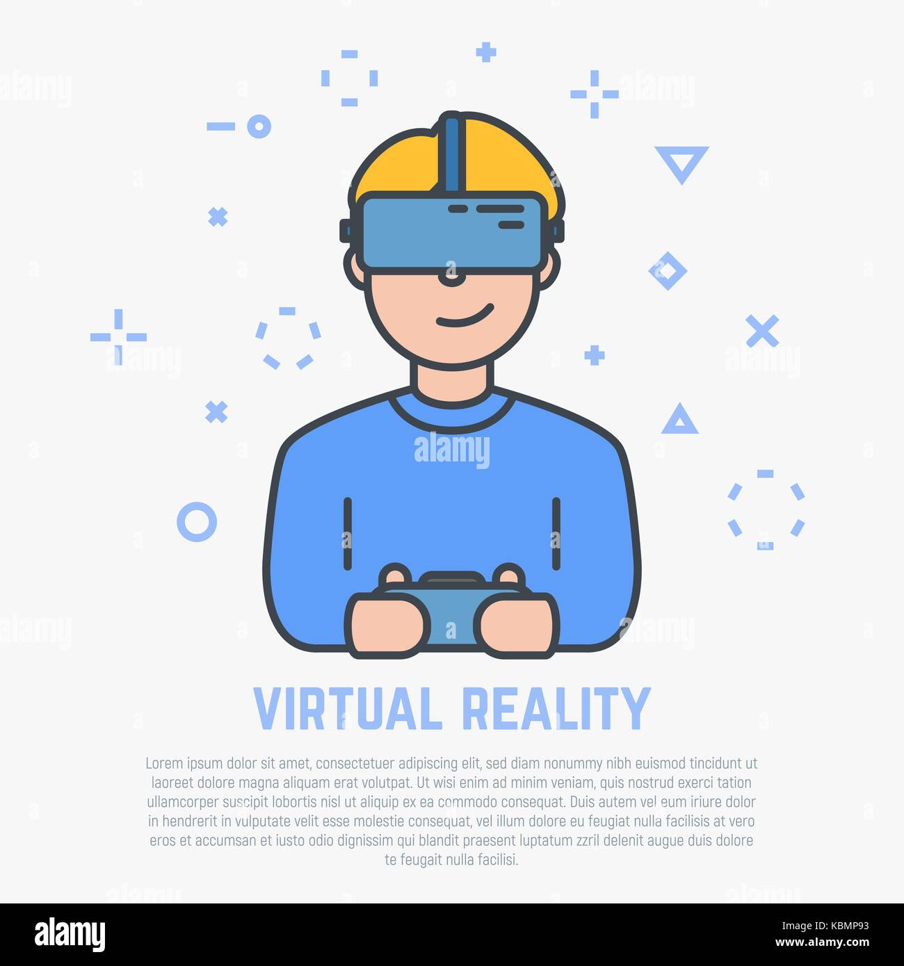 VR headset and male Stock Vector