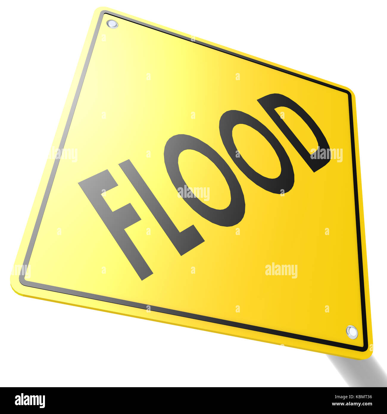 Road sign with flood image with hi-res rendered artwork that could be used for any graphic design. Stock Photo